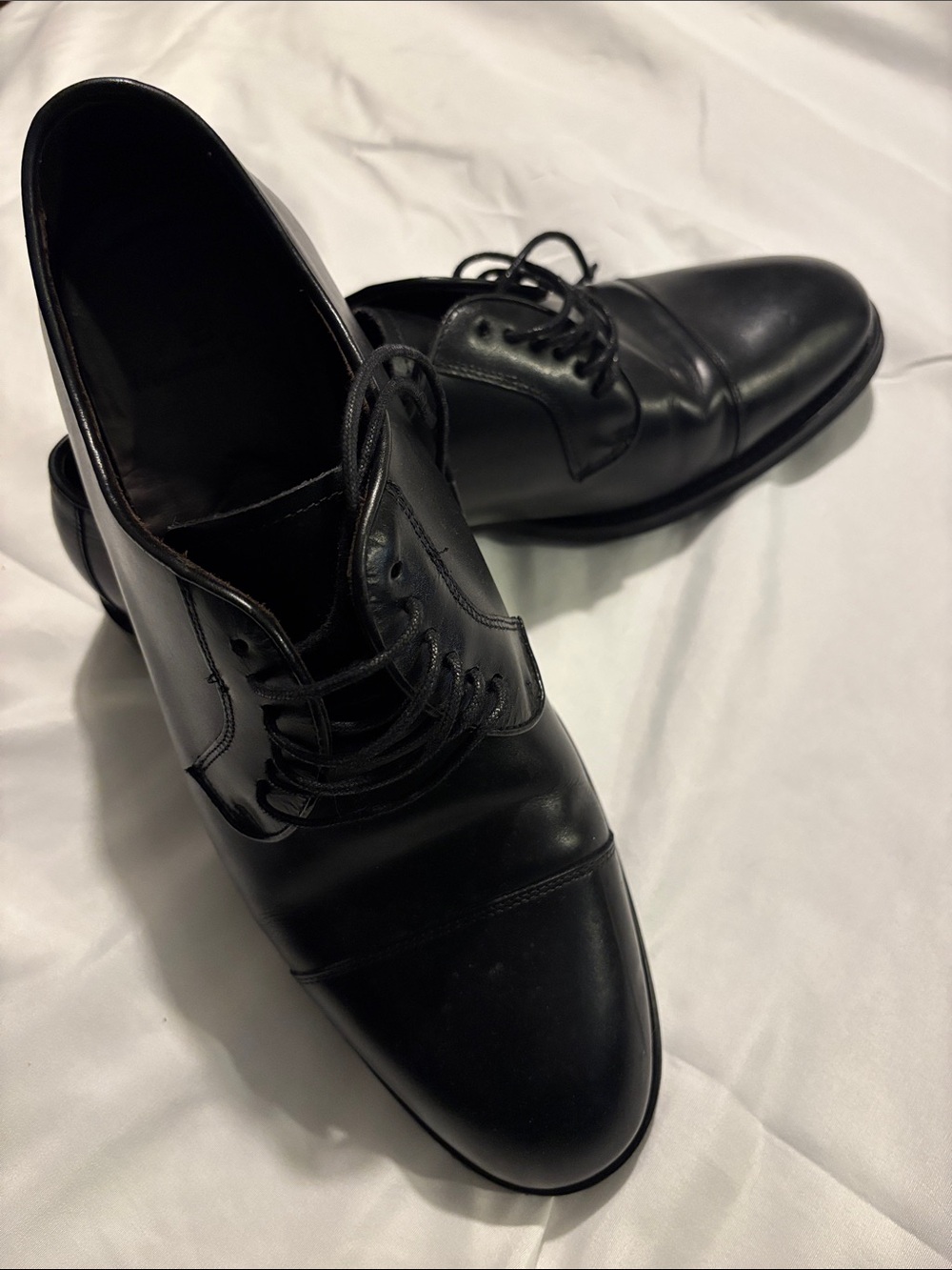 Massimo Dutti Black Cap-Toe Derby Shoes